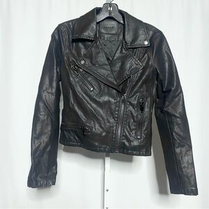 Blank NYC Women's Black Faux Leather Asymmetrical Moto Jacket • XS